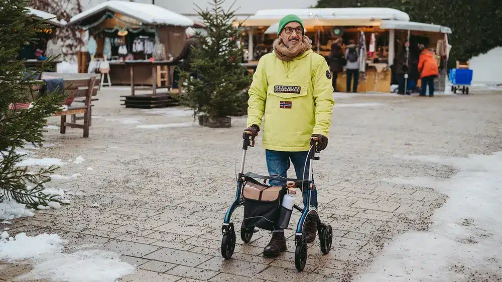 Lopen tijdens herfst en winter met een rollator